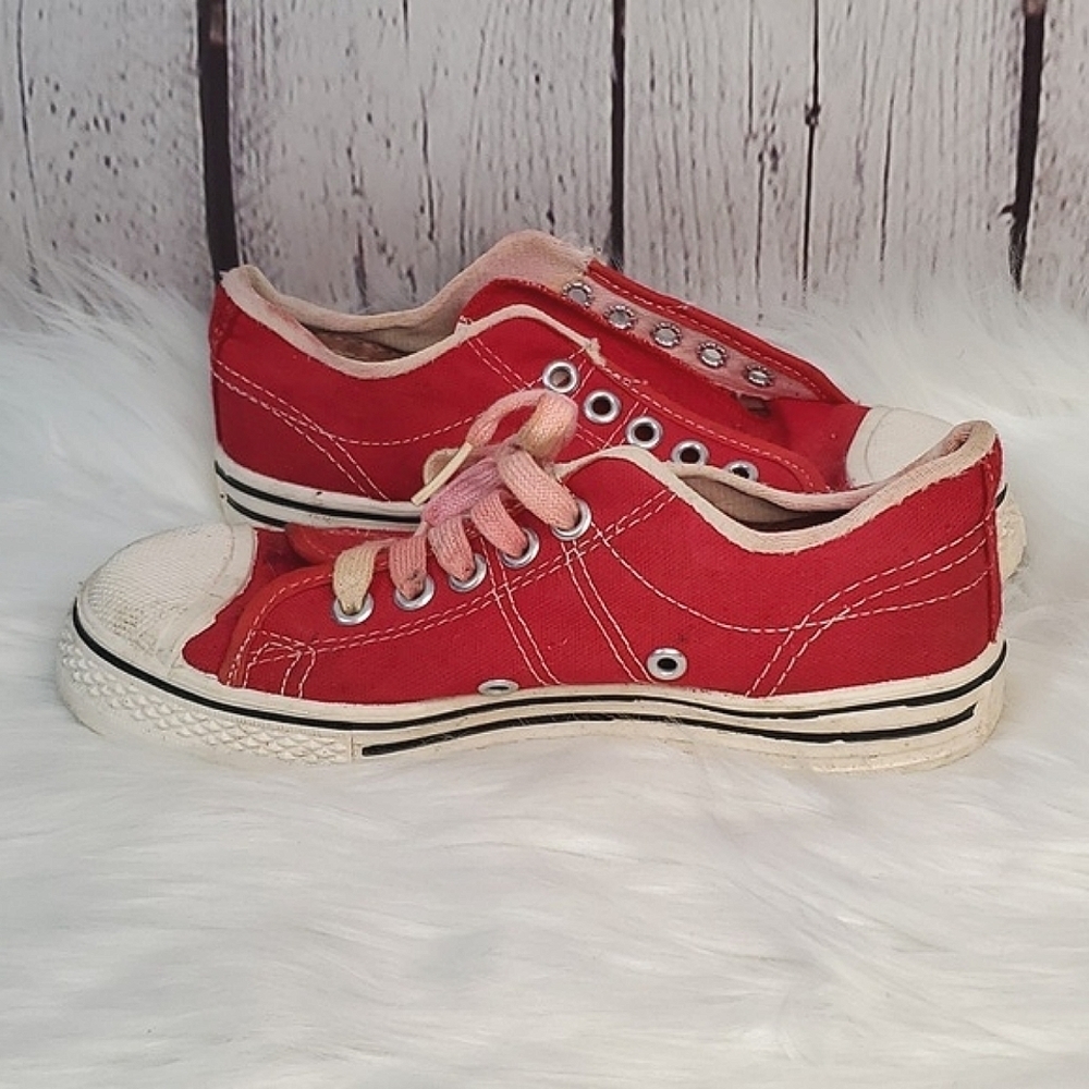 Vintage 1960s 1970s CONVERSE FASTBREAK Red Canvas Low Top Onestar Sneakers Sz 1 - Picture 12 of 17